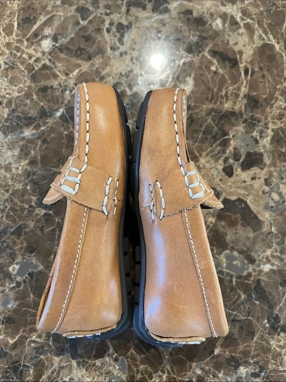 Polo Ralph Lauren Toddler Telly Tan Leather Penny Loafers size 4.5 Unisex